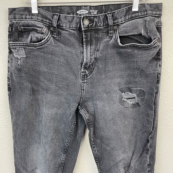 Old Navy Relaxed Slim Fit Black Distressed Jeans Size 34 X 32 EUC - Picture 2 of 6